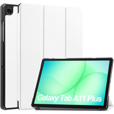 Samsung Galaxy Tab A11+ / A9+ „Saige" atvēramais balts maciņš | Vacins.lv