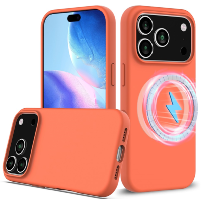 Apple iPhone 17 Pro Max "Shell" MagSafe cieta silikona (TPU) oranžs apvalks | vacins.lv