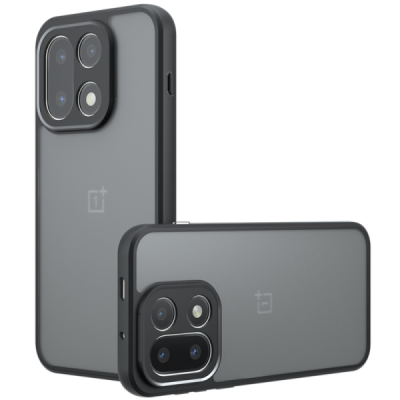 OnePlus 15 "Mofan" caurspīdīgs cieta silikona (TPU) apvalks - melns | vacins.lv