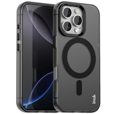 Apple iPhone 16 Pro Max "IMAK" Candy MagSafe matēts cieta silikona (TPU) apvalks - melns | vacins.lv