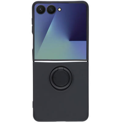 "Dechen" Ring Kickstand твердый силиконовый (TPU) чехол - черный (Galaxy Flip7)