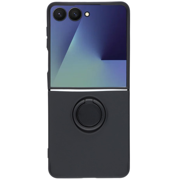 "Dechen" Ring Kickstand твердый силиконовый (TPU) чехол - черный (Galaxy Flip7)