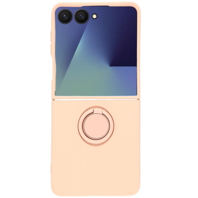 "Dechen" Ring Kickstand твердый силиконовый (TPU) чехол - розовый (Galaxy Flip7)