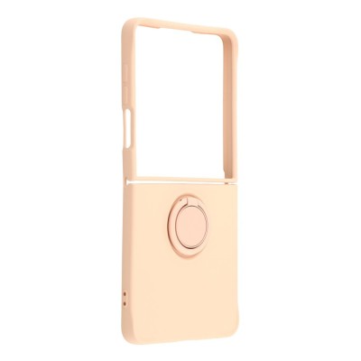 "Dechen" Ring Kickstand cieta silikona (TPU) apvalks - rozs (Galaxy Flip7)