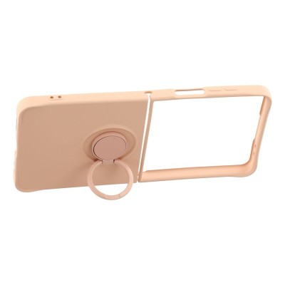 "Dechen" Ring Kickstand cieta silikona (TPU) apvalks - rozs (Galaxy Flip7)