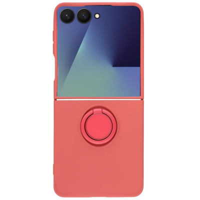 "Dechen" Ring Kickstand cieta silikona (TPU) apvalks - sarkans (Galaxy Flip7)