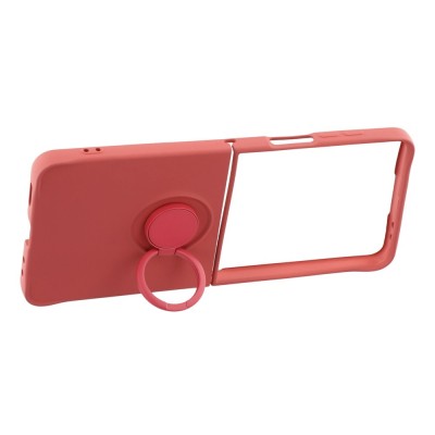 "Dechen" Ring Kickstand cieta silikona (TPU) apvalks - sarkans (Galaxy Flip7)