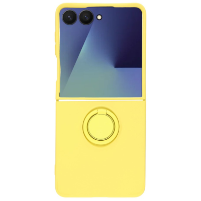 "Dechen" Ring Kickstand твердый силиконовый (TPU) чехол - жёлтый (Galaxy Flip7)