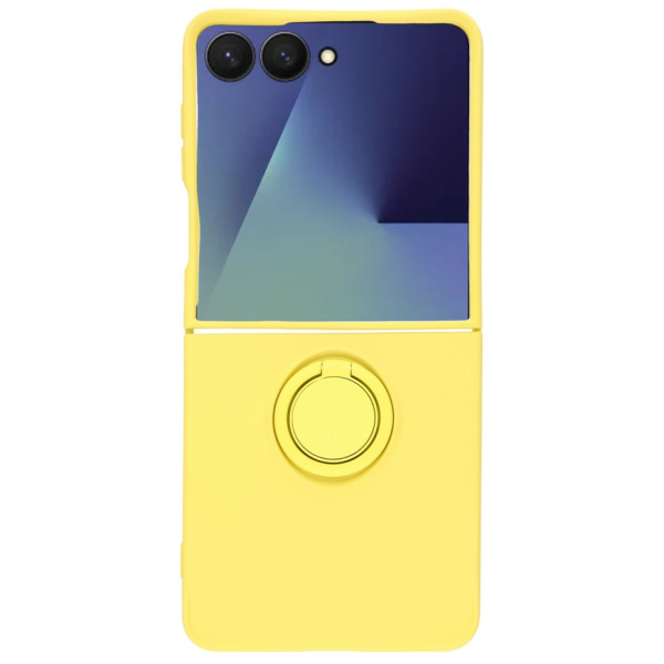"Dechen" Ring Kickstand твердый силиконовый (TPU) чехол - жёлтый (Galaxy Flip7)