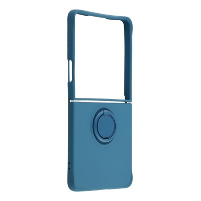 "Dechen" Ring Kickstand cieta silikona (TPU) apvalks - tumši zils (Galaxy Flip7)