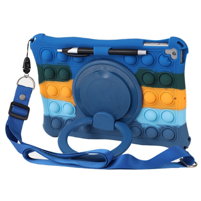 Apple iPad 9.7 (Air, Air 2 ,iPad 2 / 3 / 4) „Popit“ Bubble Kickstand zils mīksta silikona (TPU) apvalks | Vacins.lv