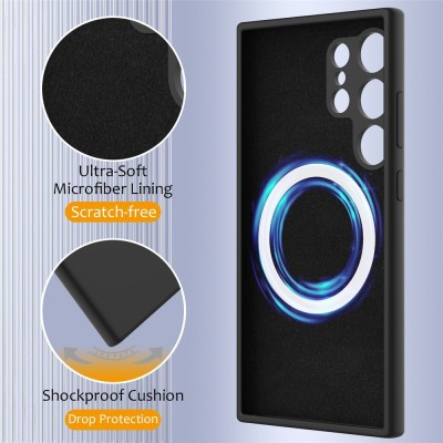"Shell" MagSafe cieta silikona (TPU) apvalks - melns (Galaxy S24 Ultra)
