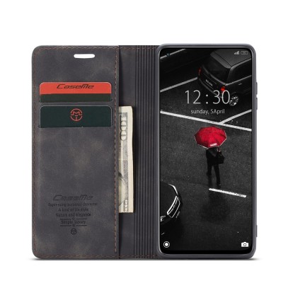 Кожиный чехол-книжка "CaseMe" Retro - чёрный (Mi 10T / 10T Pro)
