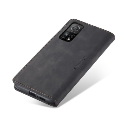 Кожиный чехол-книжка "CaseMe" Retro - чёрный (Mi 10T / 10T Pro)