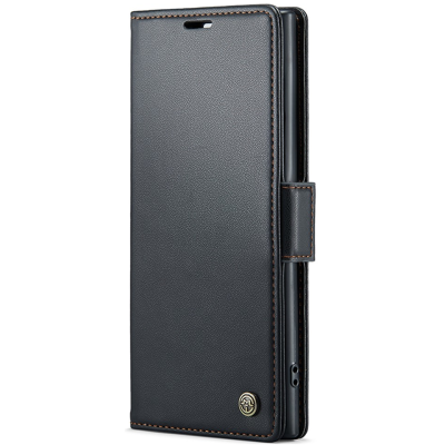Кожиный чехол-книжка "CaseMe" Leather - чёрный (Galaxy Note 10+)