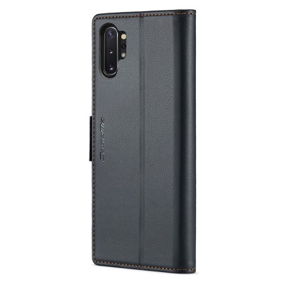 Кожиный чехол-книжка "CaseMe" Leather - чёрный (Galaxy Note 10+)