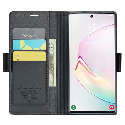 Кожиный чехол-книжка "CaseMe" Leather - чёрный (Galaxy Note 10+)