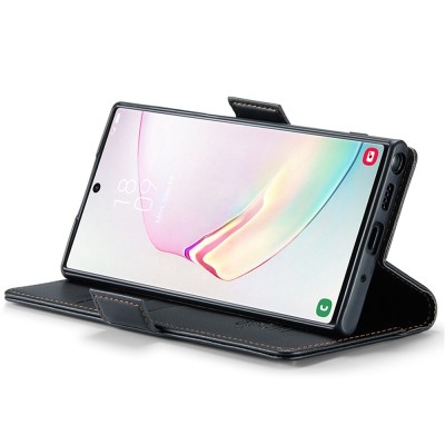 Кожиный чехол-книжка "CaseMe" Leather - чёрный (Galaxy Note 10+)