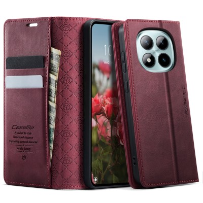 Кожиный чехол-книжка "CaseMe" Retro Skin - бордовый (Poco M8 Pro / Redmi Note 15 Pro+)