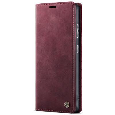 Кожиный чехол-книжка "CaseMe" Retro Skin - бордовый (Poco M8 / Redmi Note 15 5G)