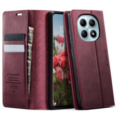 Кожиный чехол-книжка "CaseMe" Retro Skin - бордовый (Poco M8 / Redmi Note 15 5G)