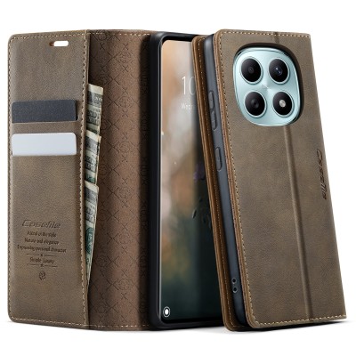 Кожиный чехол-книжка "CaseMe" Retro Skin - коричневый (Poco M8 / Redmi Note 15 5G)