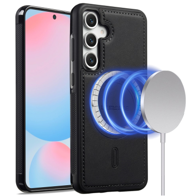 "LC.IMEEKE" Leather MagSafe cietā silikona (TPU) apvalks - melns (Galaxy A56)
