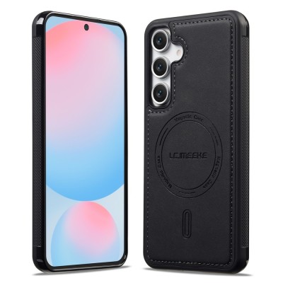 "LC.IMEEKE" Leather MagSafe cietā silikona (TPU) apvalks - melns (Galaxy A56)