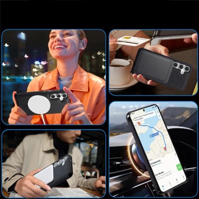 "LC.IMEEKE" Leather MagSafe Твердое силиконовый (ТПУ) чехол — черный (Galaxy A56)