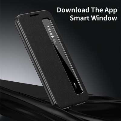 "Qing" Smart Side Line solīds atvēramais maciņš - melns (Galaxy S23)