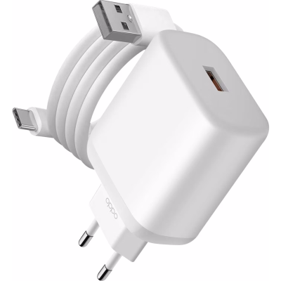 „Oppo“ SuperVooc Charger зарядное устройство (65W) + Type-C USB провод - белый