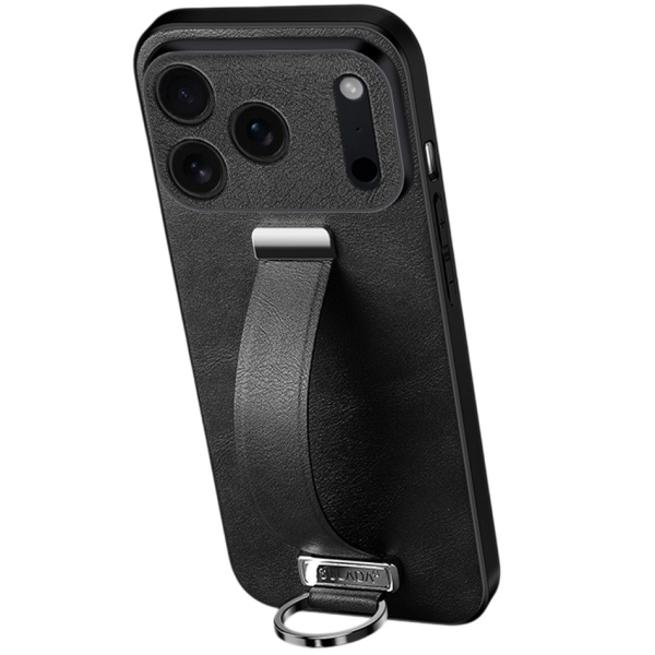 "SULADA" Leather Kickstand ādas apvalks - melns (iPhone 17 Pro Max)