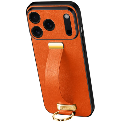 "SULADA" Leather Kickstand ādas apvalks - oranžs (iPhone 17 Pro Max)