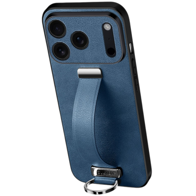 "SULADA" Leather Kickstand ādas apvalks - zils (iPhone 17 Pro Max)