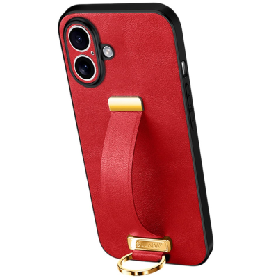 "SULADA" Leather Kickstand ādas apvalks - sarkans (iPhone 17)