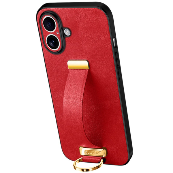 "SULADA" Leather Kickstand ādas apvalks - sarkans (iPhone 17)