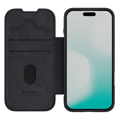 Чехол-книжка „Nillkin“ Qin Pro - чёрный (iPhone 17 Pro Max)