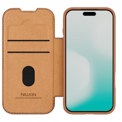 Чехол-книжка "Nillkin" Qin Pro - коричневый (iPhone 17 Pro)
