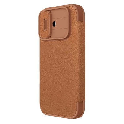 Чехол-книжка "Nillkin" Qin Pro - коричневый (iPhone 17)