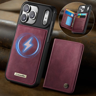 „CASEME“ Wallet apvalks - bordo (iPhone 17 Pro Max)
