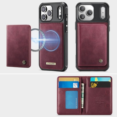 „CASEME“ Wallet apvalks - bordo (iPhone 17 Pro)