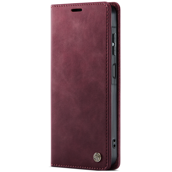 "CaseMe" Retro Skin atvēramais ādas maciņš - bordo (Galaxy A57)
