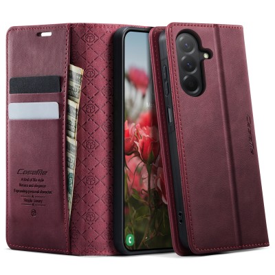 Кожиный чехол-книжка "CaseMe" Retro Skin - бордовый (Galaxy A57)