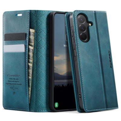 "CaseMe" Retro Skin atvēramais ādas maciņš - zaļš (Galaxy A57)
