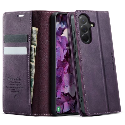 Кожиный чехол-книжка "CaseMe" Retro Skin - фиолетовый (Galaxy A57)