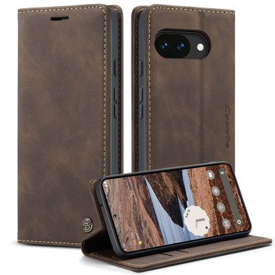 Кожиный чехол-книжка "CaseMe" Retro - коричневый (Pixel 10a)