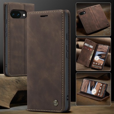 Кожиный чехол-книжка "CaseMe" Retro - коричневый (Pixel 10a)