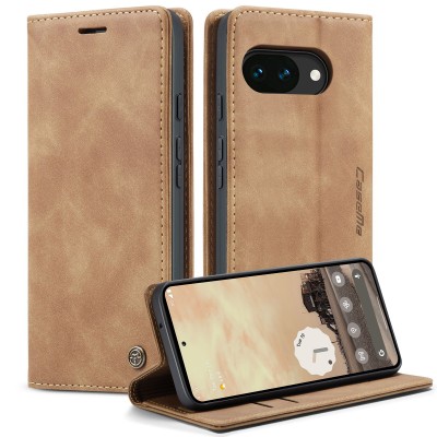 Кожиный чехол-книжка "CaseMe" Retro - светло-коричневый (Pixel 10a)