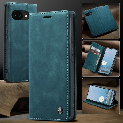 "CaseMe" Retro solīds atvēramais ādas maciņš - zaļš (Pixel 10a)