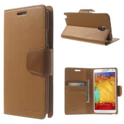 Samsung Galaxy Note 3 Neo Mercury Sonata atvērams gaiši brūns ādas maciņš / Vacins.lv